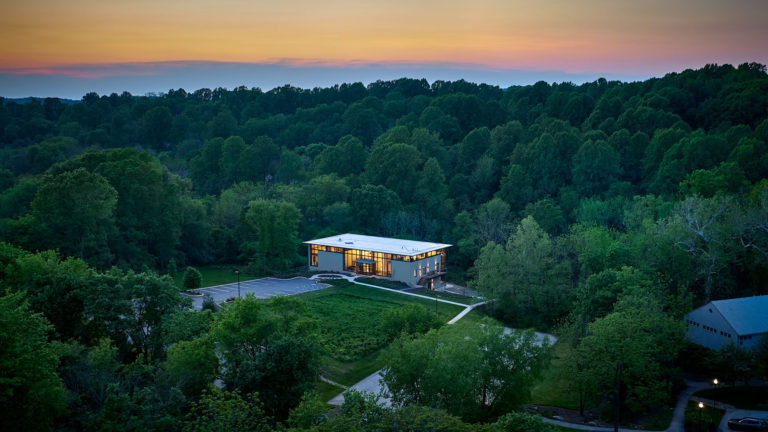 modern office building aerial view