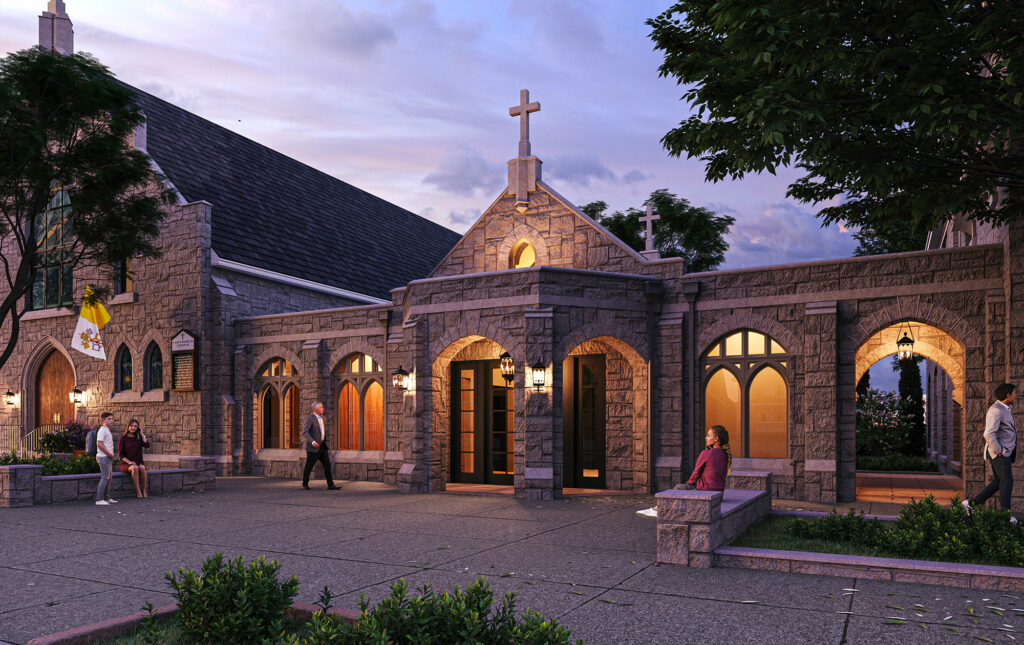 church entry design improvement rendering