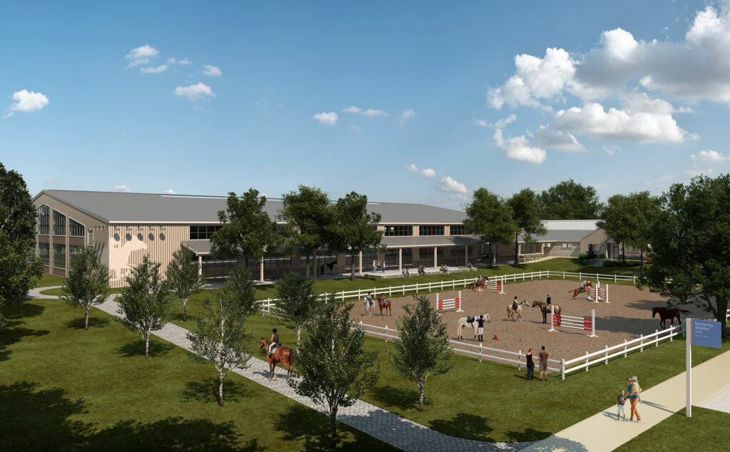 indoor and outdoor arenas for the Work to Ride program at Chamounix Equestrian Center in Philadelphia