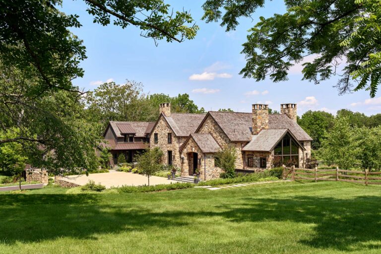 New stone contemporary farm house in New Hope Pennsylvania