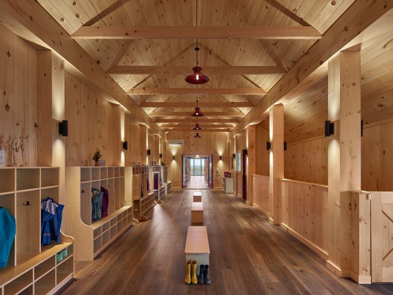 Hallway of Horses in fit out of second level of stable at Dreamweaver Equine Center