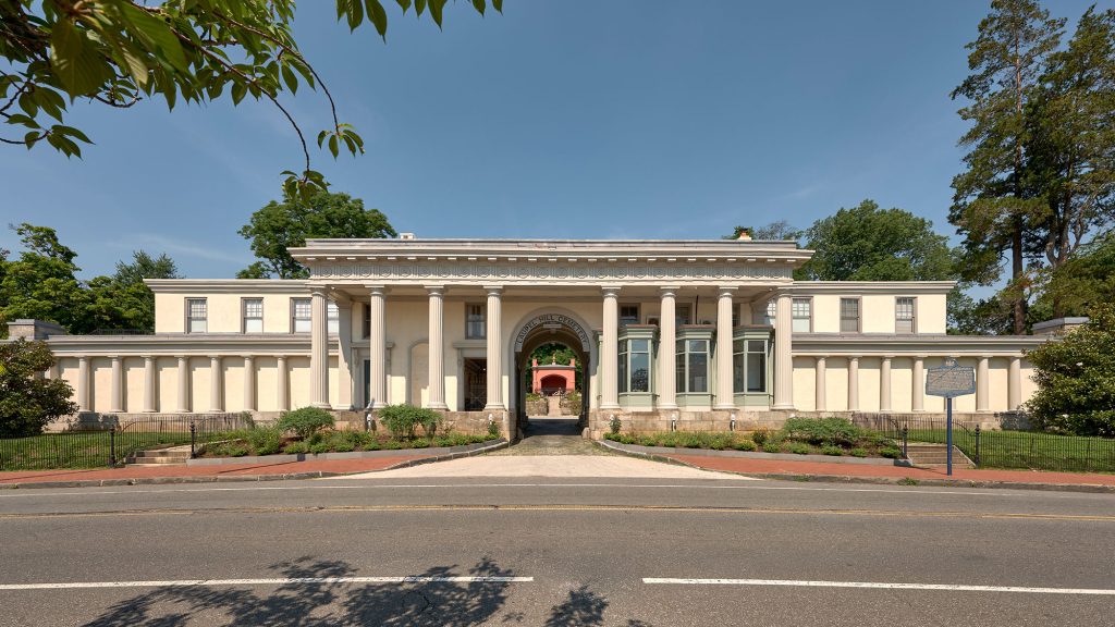 entry elevation of the Gatehouse at Laurel Hill Cemetery