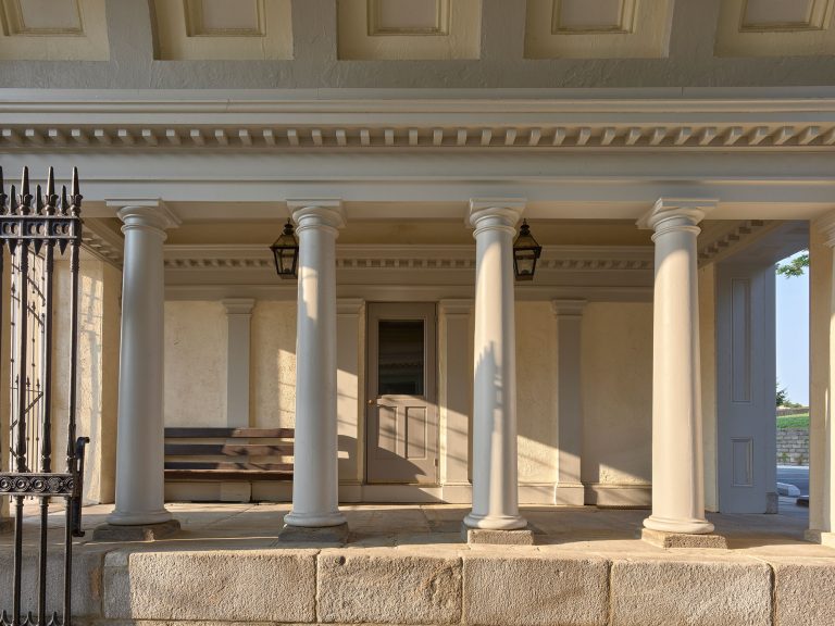 column in the porte cochere at the Laurel Hill Gatehouse Exterior Rehabilitation