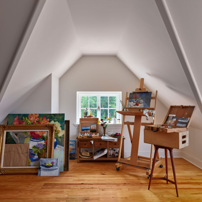 Art studio in attic of Main Line Manor in Gladwyne