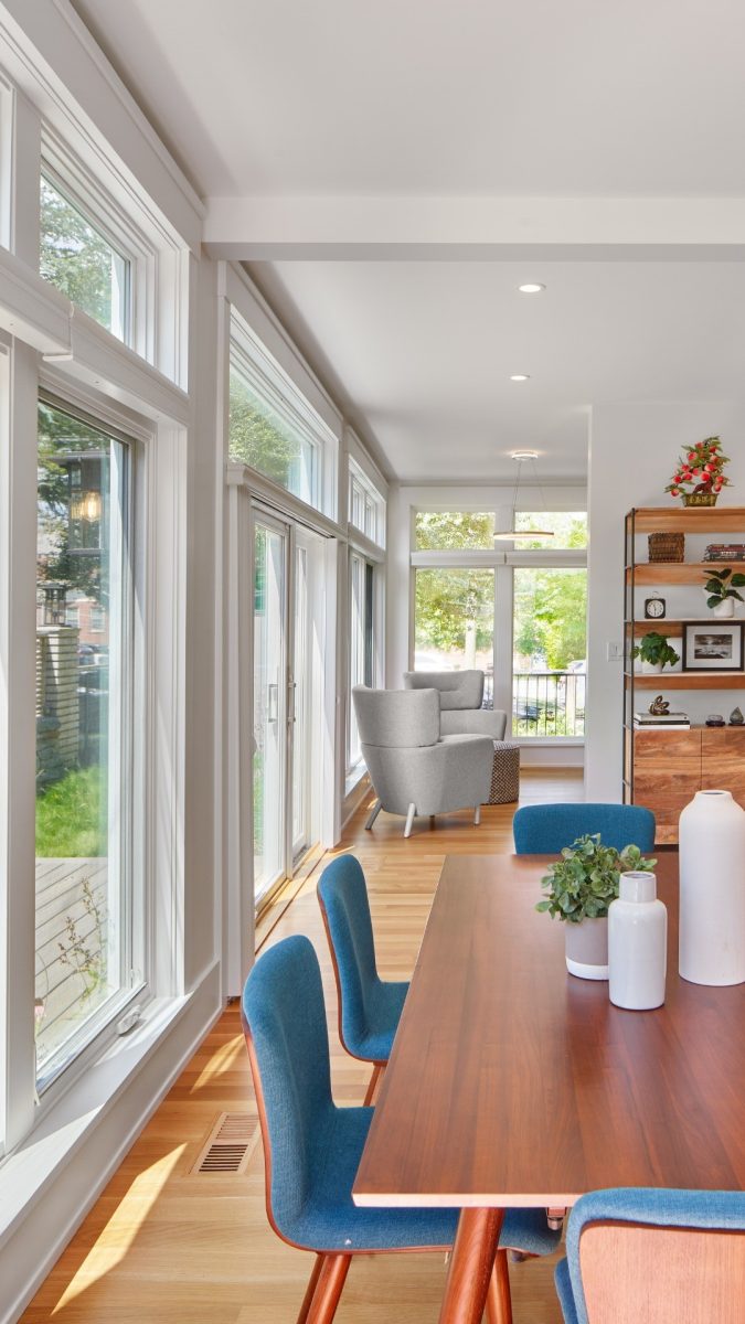 Clean lines and an open plan flooded with natural light contribute to
