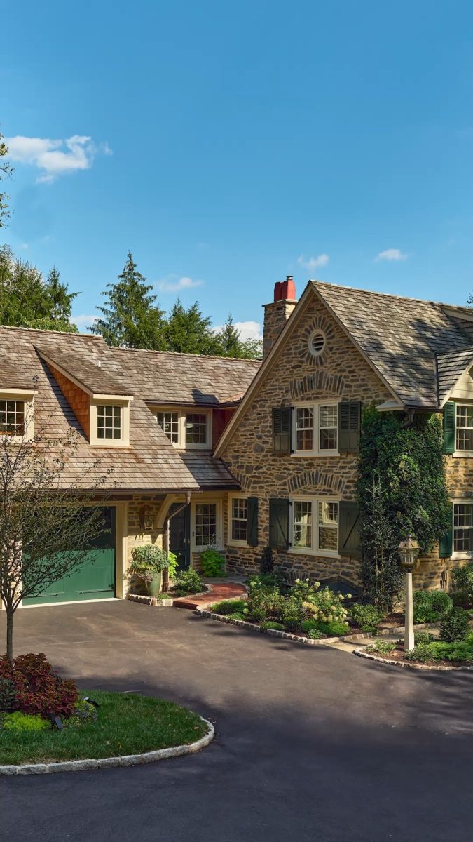 It's a surprise and delight to find a stunning wood-paneled library complete